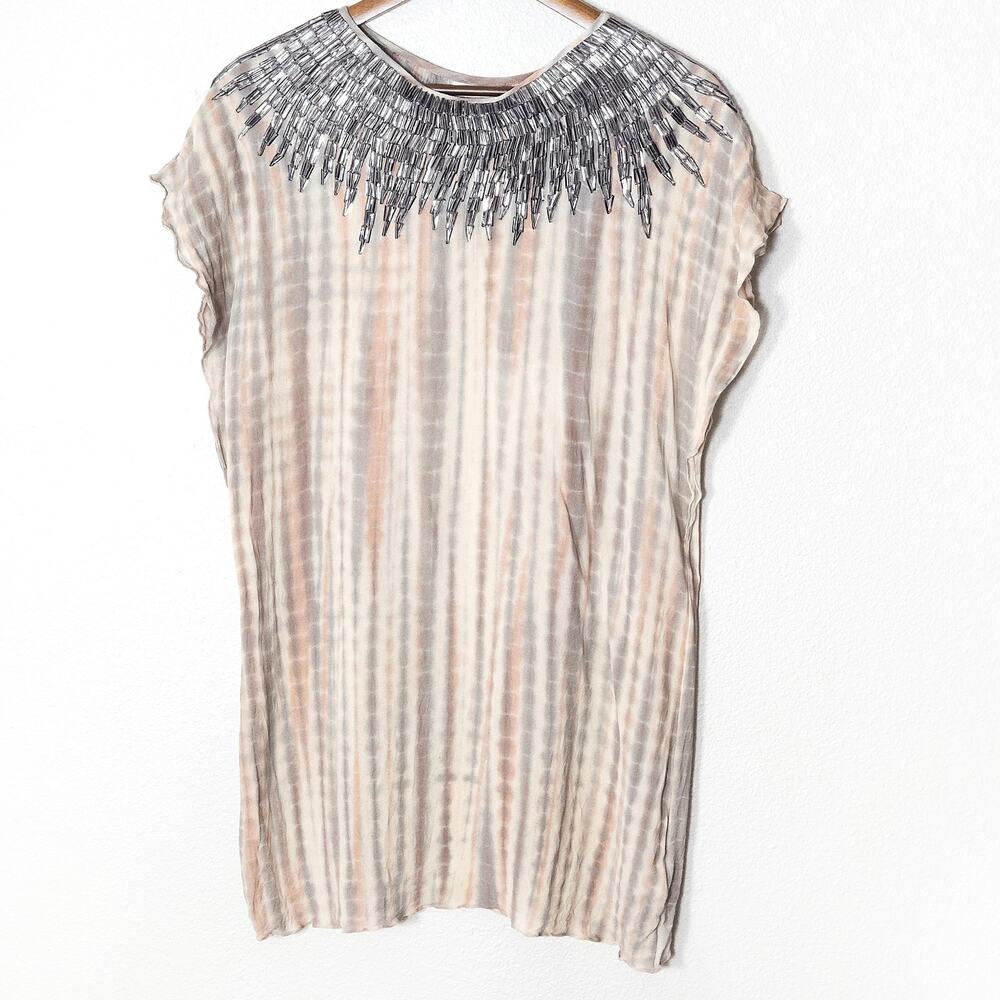 Velvet Graham Spencer Sleeveless Tunic Top Cream Size MP Lightweight Boho
